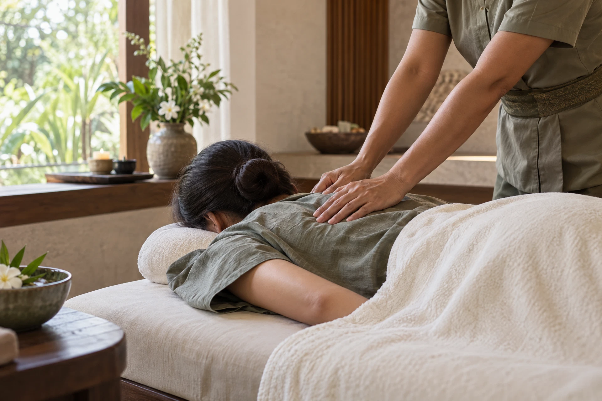 A private treatment room with a gentle, professional massage setting