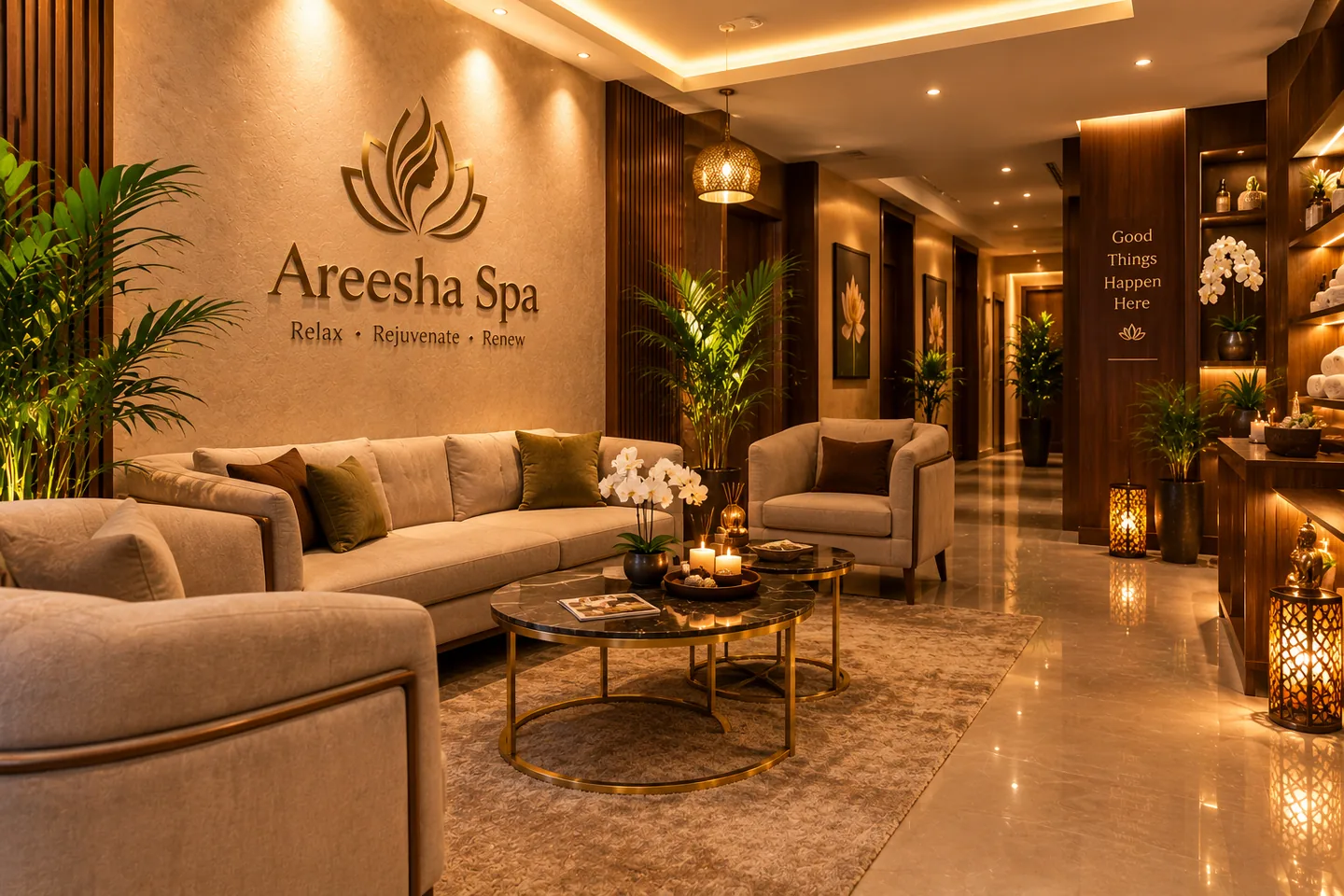 A private spa suite arranged for an oil massage visit