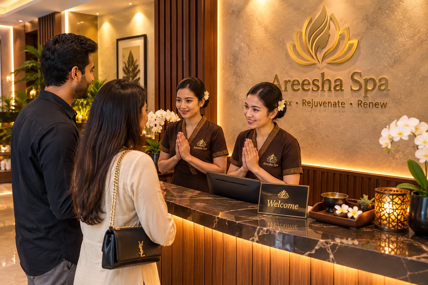 The Areesha Spa team welcoming guests at the reception